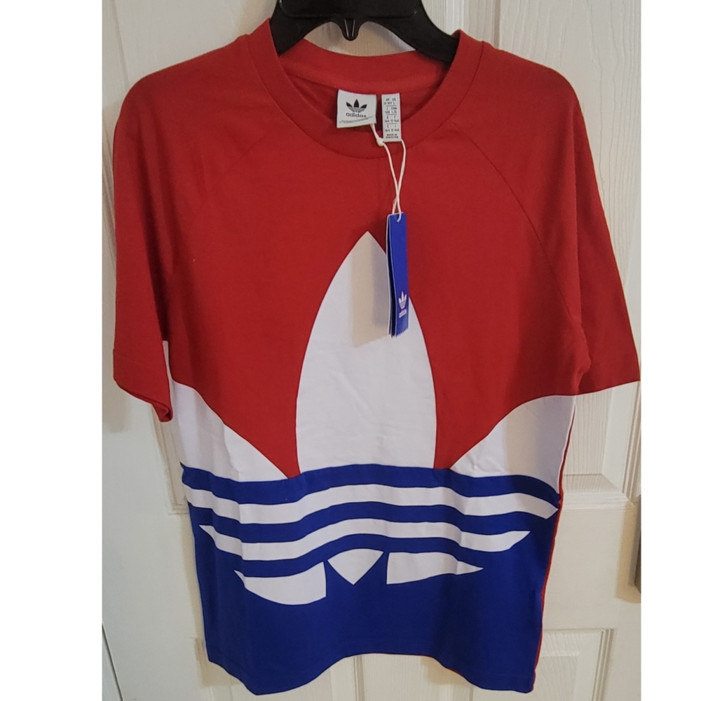 Adidas Originals Big Trefoil Kids Tee Boys Red/White/Blue size L